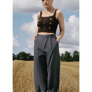 Zara Brown Knit Sunflower Sweater Tank